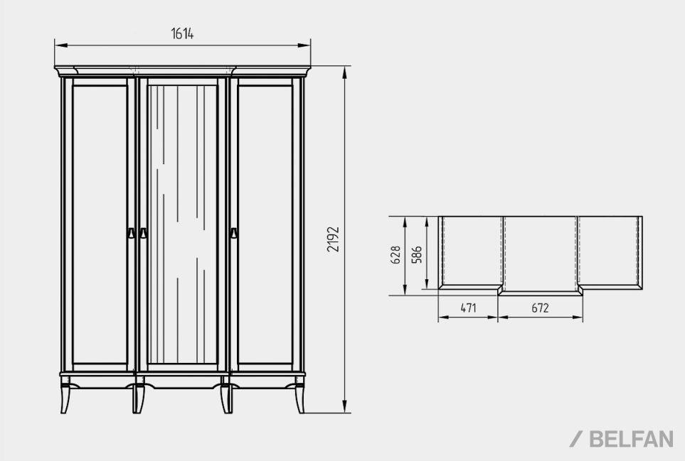 Шкаф для одежды 3-х дв. "Стюарт" (с зеркалом) массив и шпон дуба 2