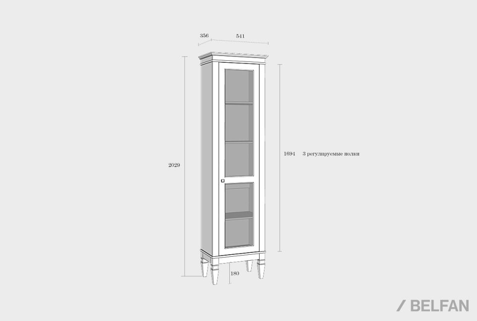 Витрина "Ольса-С" 100 (правый) массив сосны 4