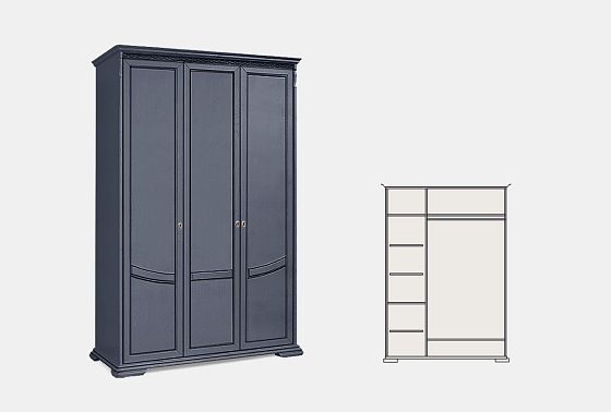 Шкаф для одежды 3-х дв. "Лика" (без зеркала) массив и шпон дуба 4