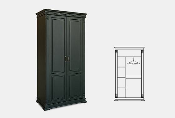 Шкаф для одежды 2-х дв. "Верди Люкс 2/2" массив и шпон дуба 3