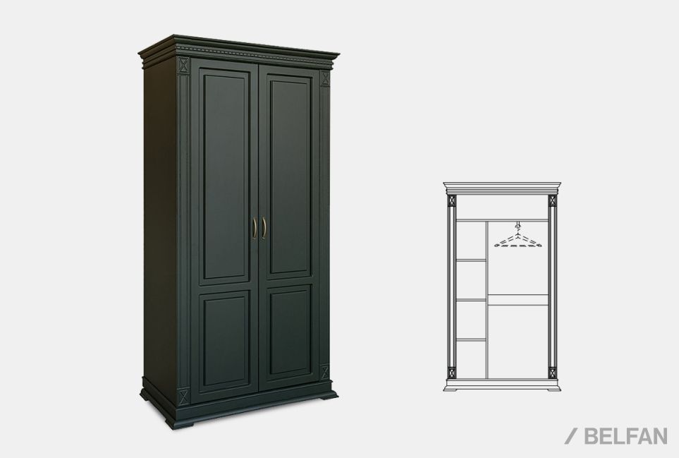 Шкаф для одежды 2-х дв. "Верди Люкс 2/2" массив и шпон дуба 1