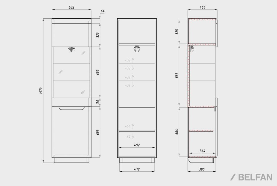 Витрина 1-но дверная "Бремен" (левая) массив дуба 7