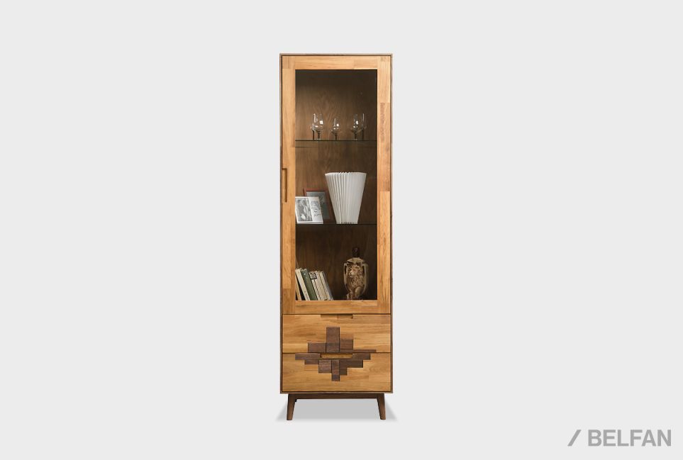 Шкаф с витриной 1-но дверный "Ирвинг Дизайн" (правый) массив дуба 1