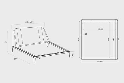 Кровать "Бергамо" (мягкое изголовье); без основания, без матраса; (1600x2000); дуб натуральный; Infinity 12 Smoke Blue