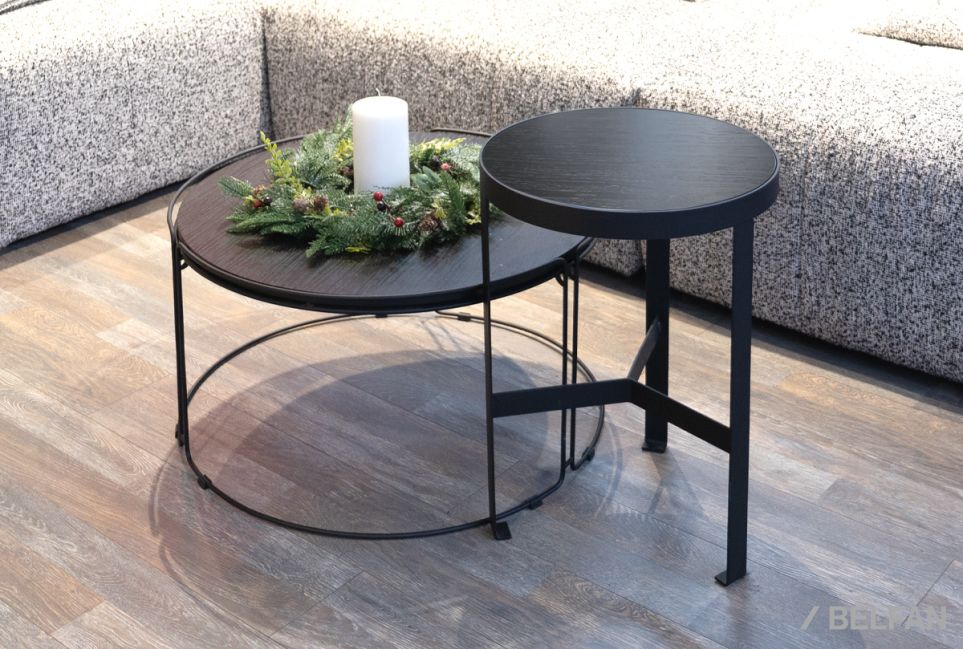 Стол журнальный "Collin" (круглый) малый массив и шпон дуба, МДФ 3