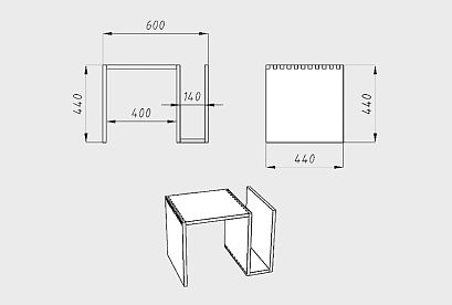 Стол приставной "Арт" (фигурный); графит