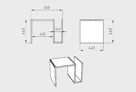 Стол приставной "Арт" (фигурный) массив дуба 4