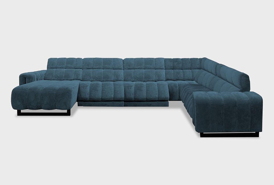 "Дженеси" диван угловой с оттоманкой; раскл.; 8L+10W+10+90+1ER; Реклайнер; начальная группа ткани