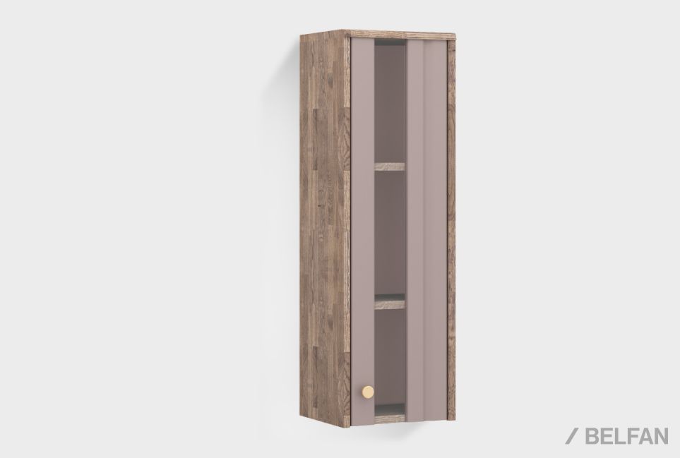 Шкаф настенный "Меридиан" стекло (правый) массив дуба, МДФ 1