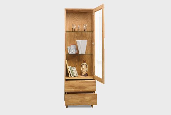 Шкаф с витриной 1-но дверный "Ирвинг" (правый) массив дуба 3