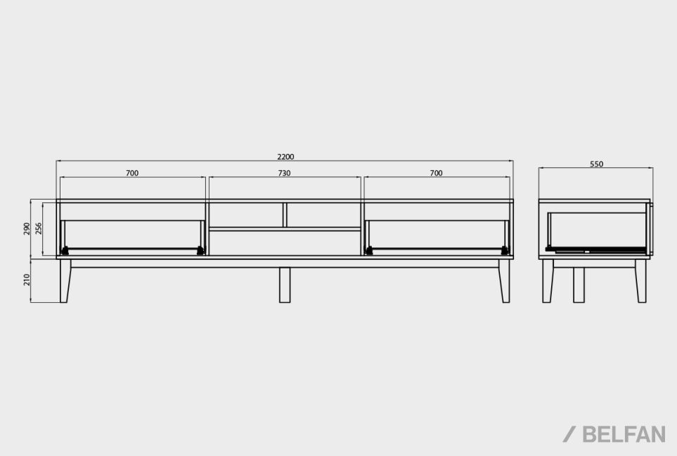 Тумба под ТВ "Чикаго" 220 массив и шпон дуба 2