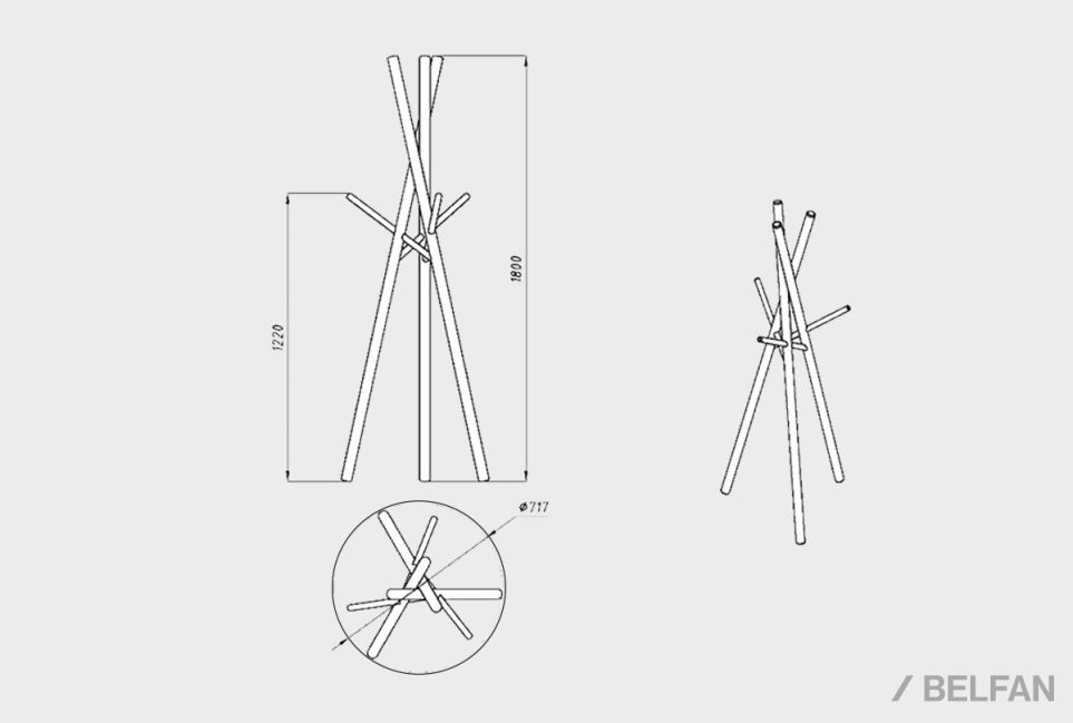 Вешалка напольная "Арт" массив дуба 4
