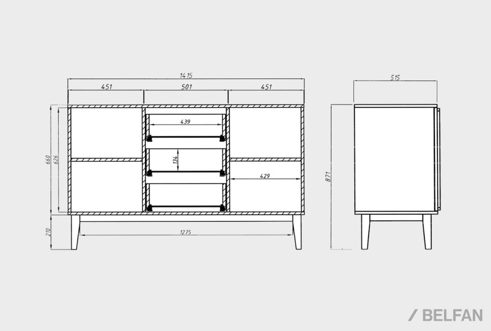 Тумба 3-х секционная "Чикаго" массив и шпон дуба 9