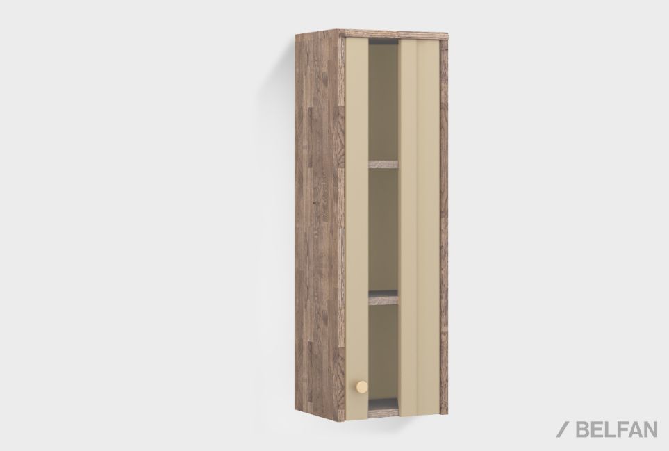 Шкаф настенный "Меридиан" стекло (правый) массив дуба, МДФ 1