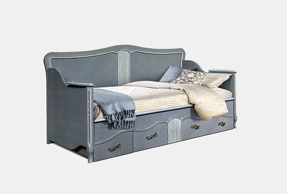 Кровать односпальная "Катрин" 90 (фигурная спинка) массив и шпон дуба 2