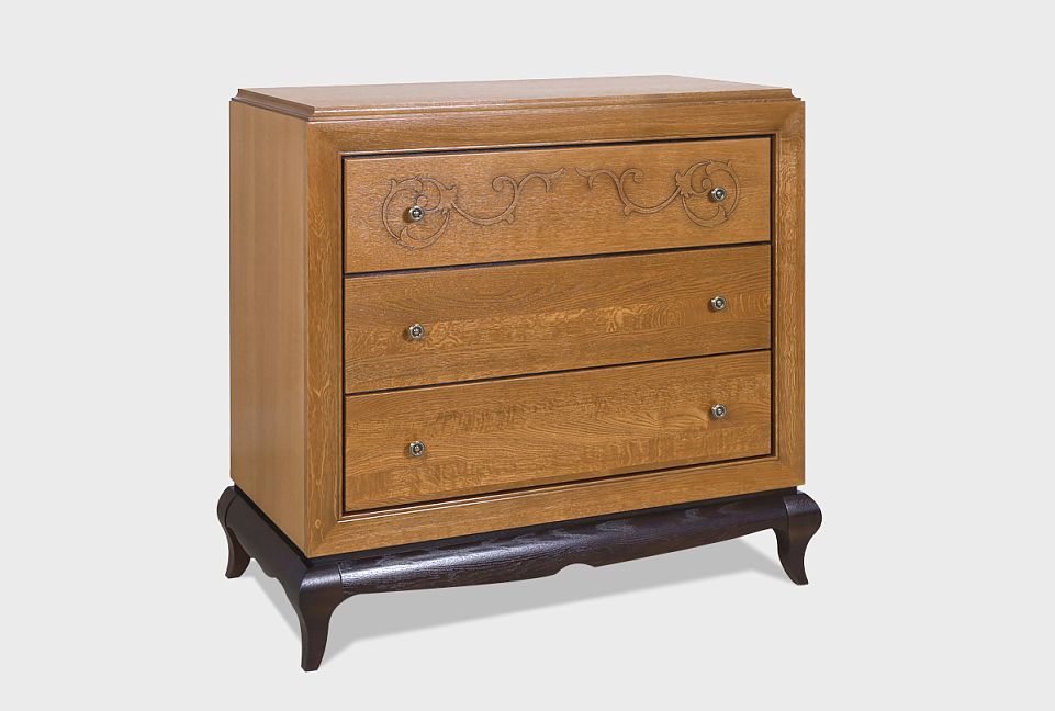 Комод "Соната" (узкий); коньяк с тёмной патиной+горький шоколад