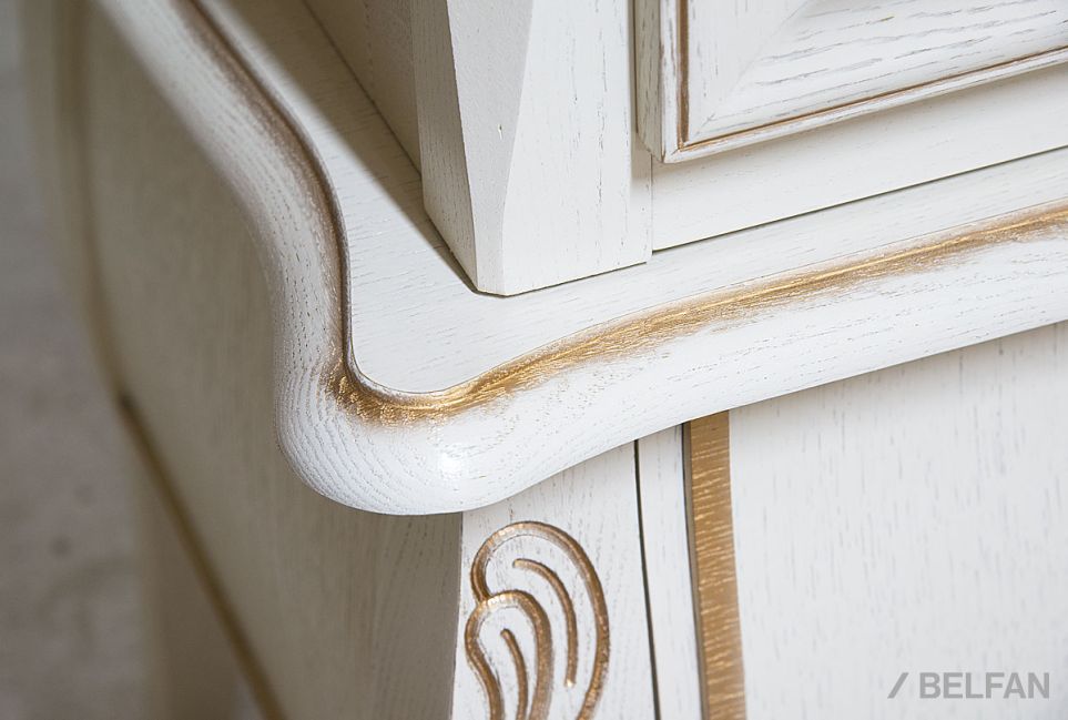 Шкаф с витриной 1-но дв. "Трио" (правый) массив и шпон дуба 3