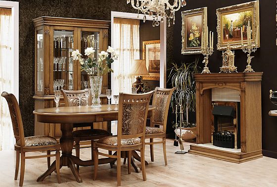 Подставка декоративная под камин "Верди Люкс 1" массив и шпон дуба 2