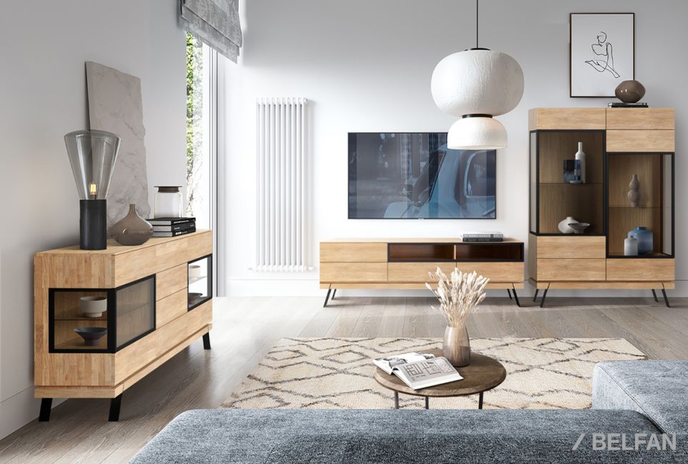 Тумба под ТВ "Этна" 180 (с нишей) массив дуба, металл 3