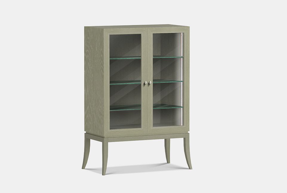 Тумба высокая "Коста" (стекло); айвори с белой патиной