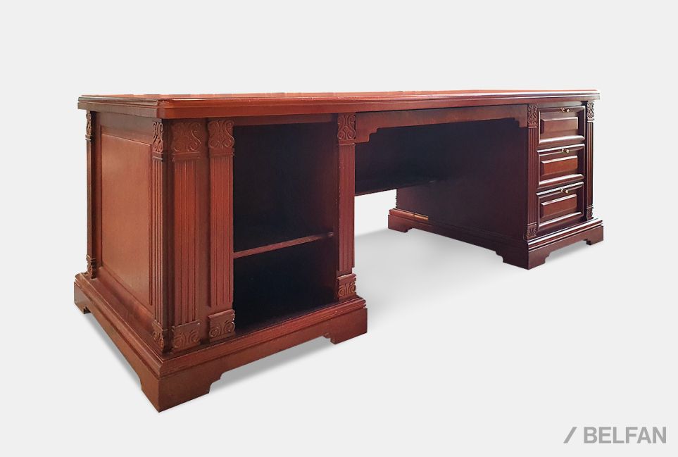 Стол рабочий с приставками "Престиж" массив и шпон берёзы 1