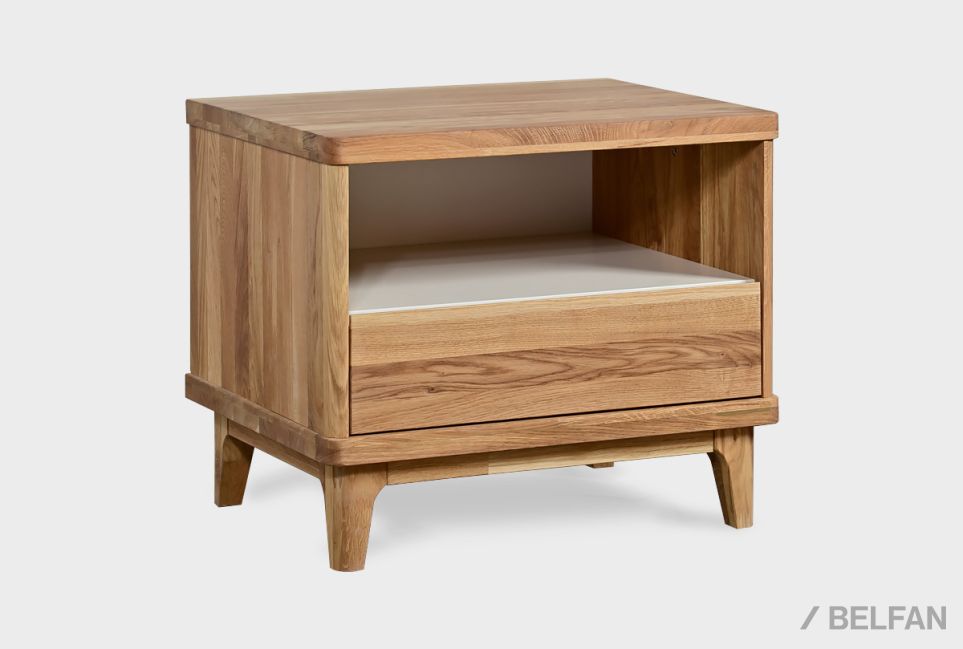 Тумба прикроватная "Уоллстрит" (с нишей) массив дуба, МДФ 1