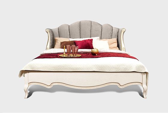 Кровать с мягким изголовьем (осн. дер) "Трио" массив и шпон дуба 8