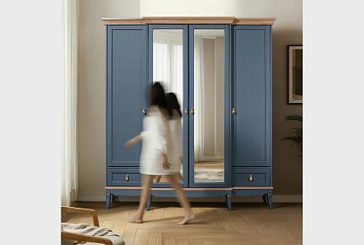 Шкаф для одежды 4-х дв. "Стюарт" (с зеркалом); *ГМ 6554-10; марено, натуральный дуб