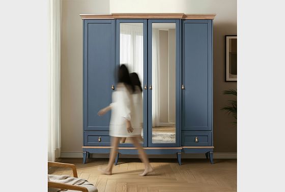 Шкаф для одежды 4-х дв. "Стюарт" (с зеркалом) массив и шпон дуба 3