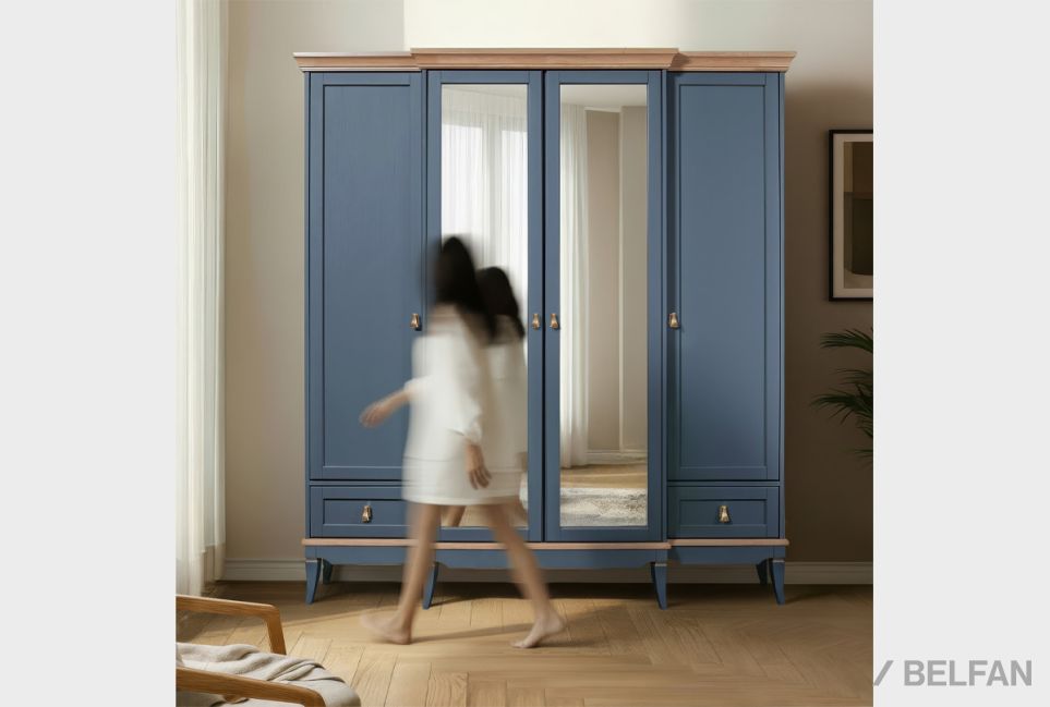 Шкаф для одежды 4-х дв. "Стюарт" (с зеркалом) массив и шпон дуба 1