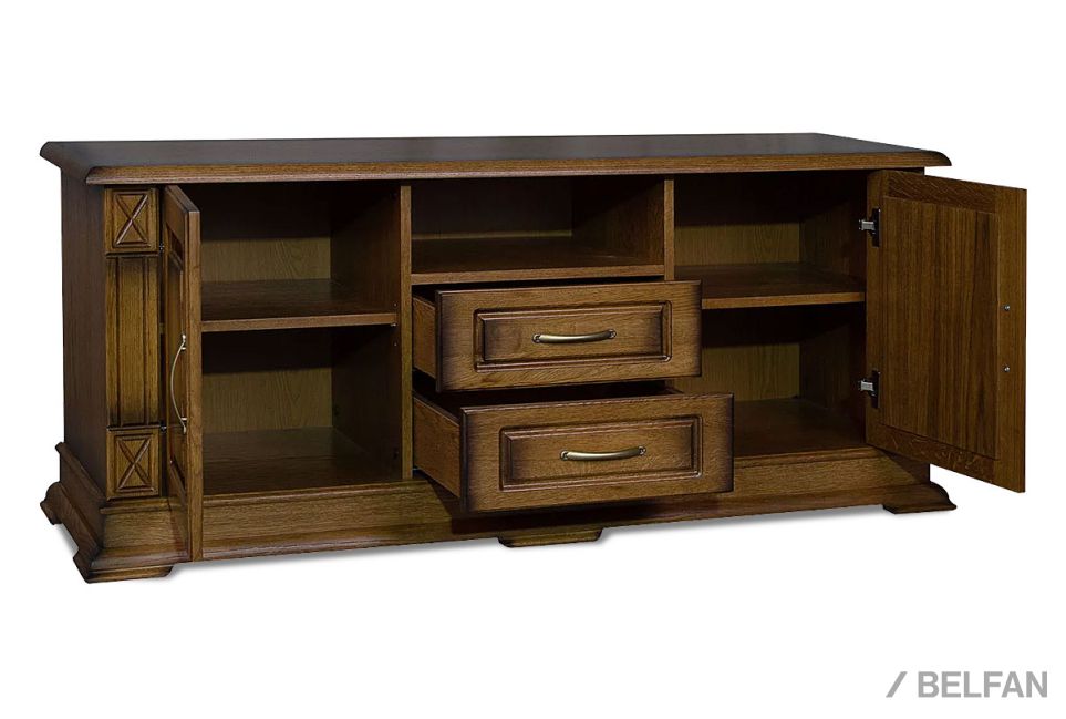 Тумба под ТВ "Верди Люкс ТВ2/1" (глухие двери) массив и шпон дуба 3