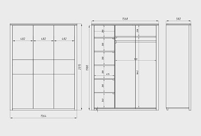 Шкаф для одежды 3-х дверный "Норд"; бейц-масло