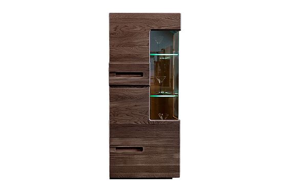 Шкаф с витриной 1-но секционный (низкий) "Хедмарк" массив и шпон дуба 2