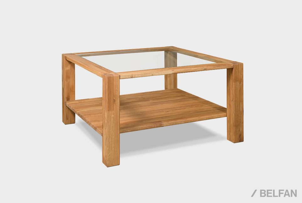 Стол журнальный "Норд" 70 (стекло) массив дуба, стекло 1