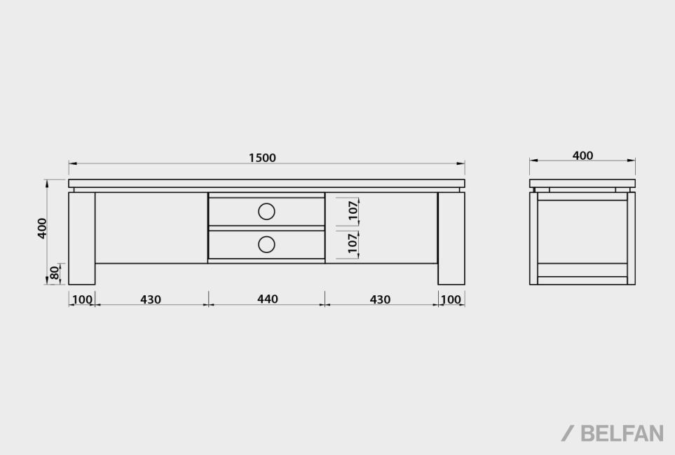 Тумба под ТВ "Берген" В-150 массив и шпон дуба 8