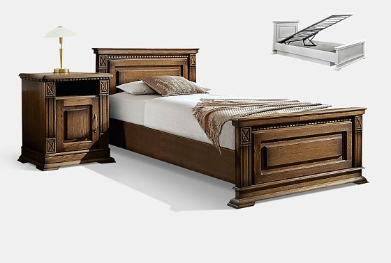 Кровать "Верди Люкс" (высокое изножье) с подъемным механизмом массив и шпон дуба 3