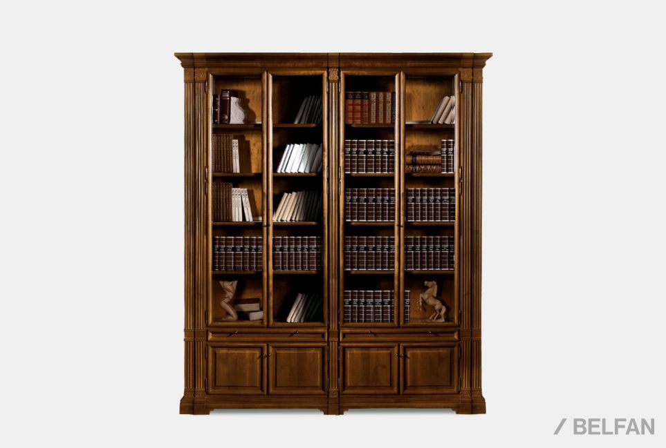 Набор мебели для библиотеки "Престиж-17.2" массив и шпон берёзы 1