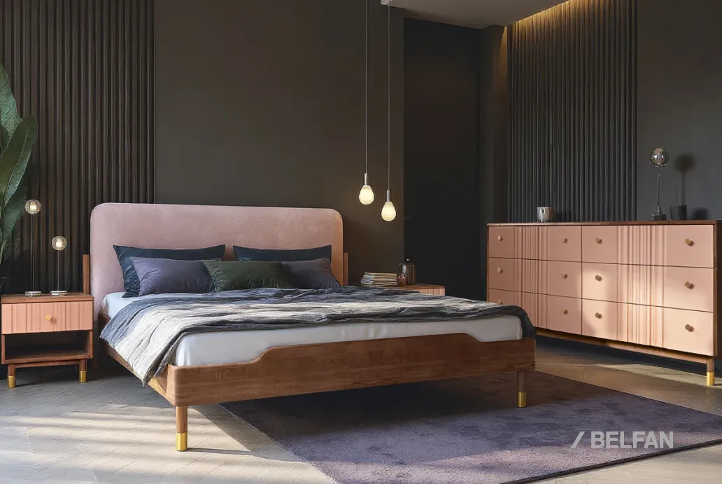 Спальня «Меридиан» #1 к-шоколадный дуб, ф-дымчатая роза