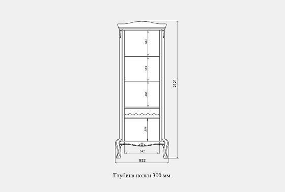 Шкаф с витриной 1-но дв. "Флерон" (правый) массив и шпон бука, шпон дуба 3