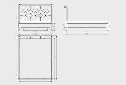 Кровать "Стюарт" (мягкое изголовье); без основания, без матраса; *ГМ 6581-10; (1600x2000); персидский жемчуг, натуральный дуб; Virginia Nut