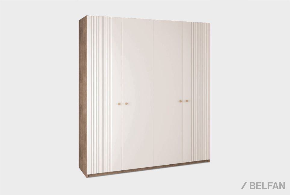 Шкаф для одежды 4-х дверный "Меридиан" (комбинированный) шпон дуба, МДФ 1