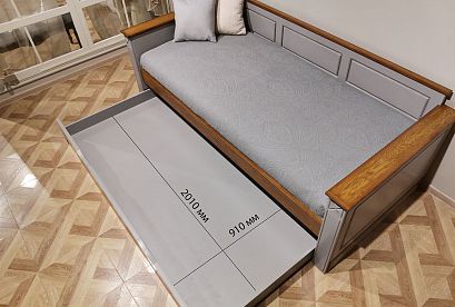 Кровать-диван под два матраса «Бриансон»; с настилом, без матраса; *А-020.5332; (900х2000); муссон+дуб