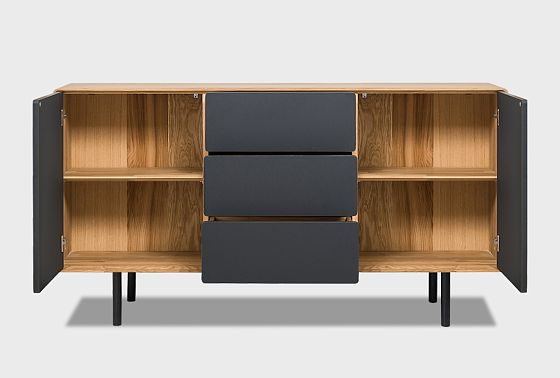 Тумба "Норман" 3 (с ящиками) массив дуба, МДФ, металл 10