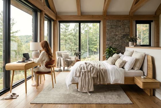 Кровать "Монблан" (с прикроватными тумбами) массив дуба 8