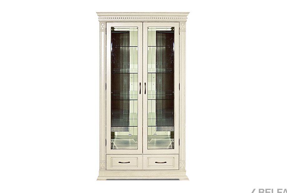 Шкаф с витриной "Верди Люкс 2з" массив и шпон дуба 1