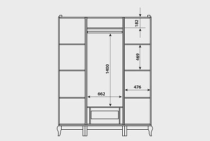Шкаф для одежды 3-х дв. "Соната" с зеркалом (без декора); *ММ-283-01/03; коньяк с тёмной патиной+горький шоколад