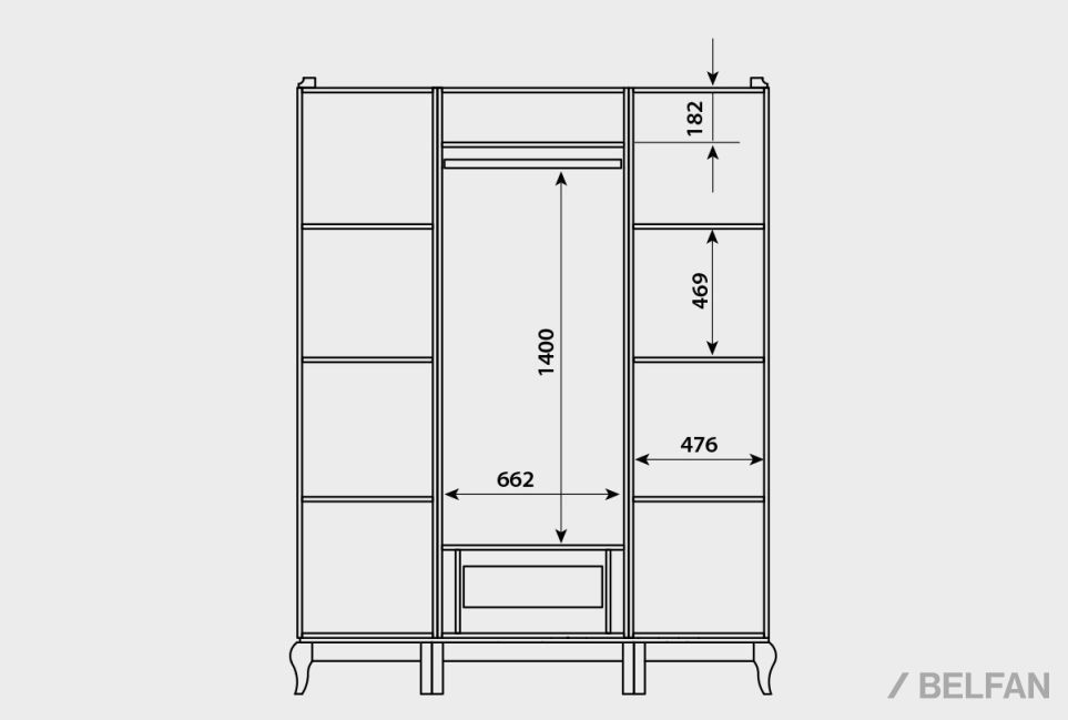 Шкаф для одежды 3-х дв. "Соната" с зеркалом (без декора) массив и шпон дуба 2