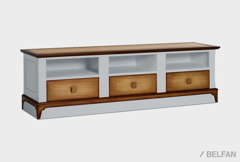 Тумба под ТВ "Бриансон" массив и шпон дуба, МДФ 1