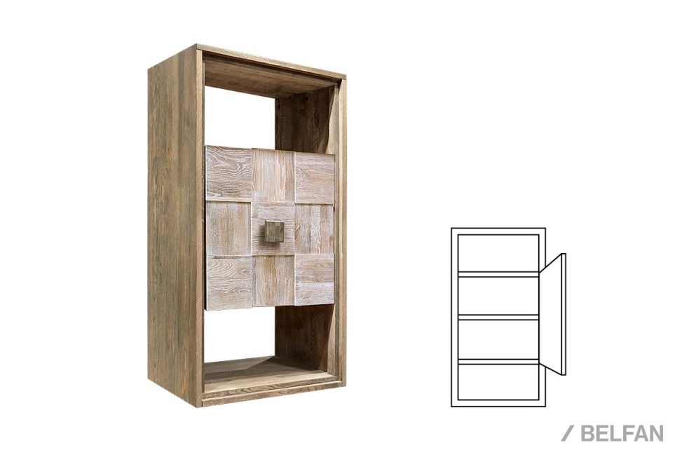 Модуль настенный "Cube Design" 2 (с нишей) массив и шпон дуба 1