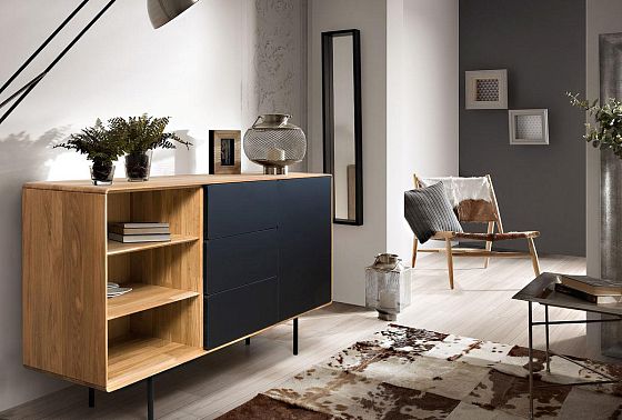 Тумба "Норман" 3 с нишей (левая) массив дуба, МДФ, металл 10